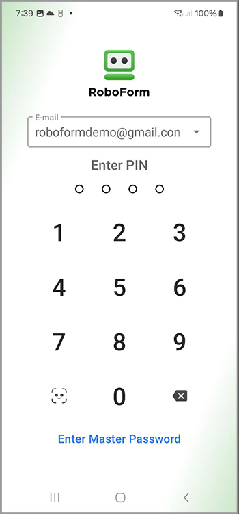 Enter your RoboForm PIN.